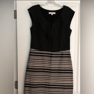 LOFT Black and Tan Dress